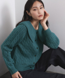 ビック襟ケーブルニット【洗濯機OK／抗ピル】