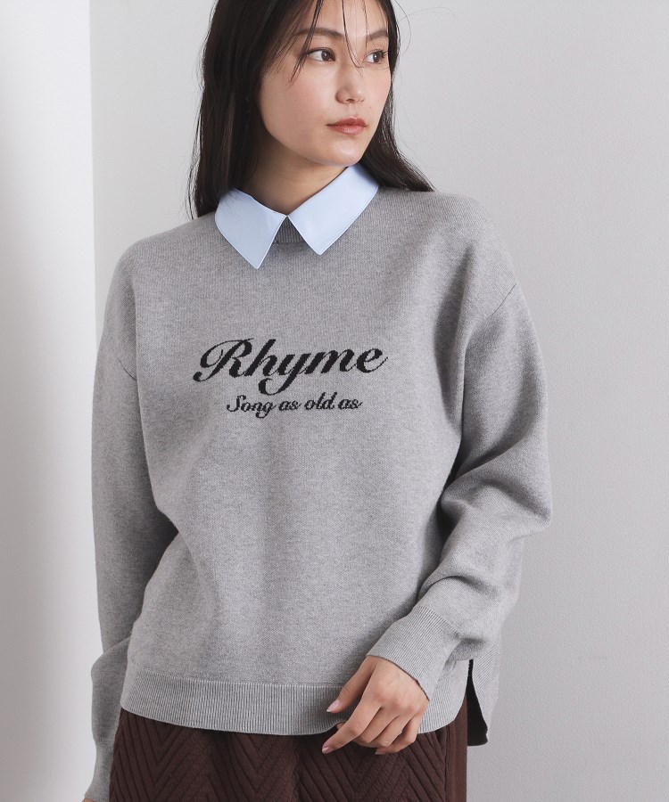 襟付きロゴジャカードニット【洗濯機OK】