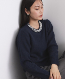 ビジューネックミドルゲージニット【洗濯機OK】