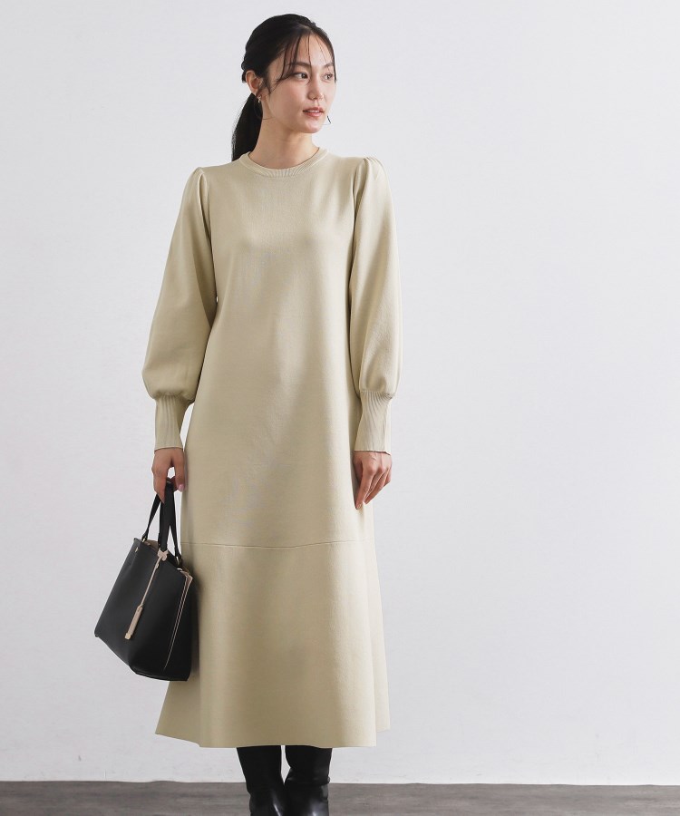 裾フレアニットワンピース【洗濯機OK/抗ピル】