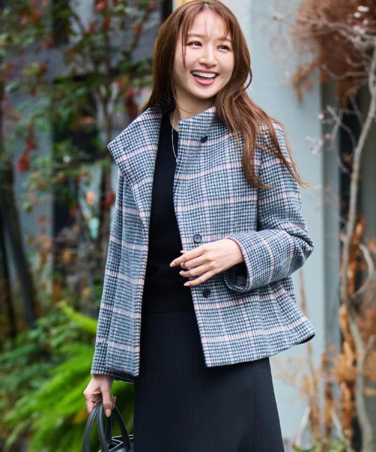 【日本製】スタンドカラーのショート丈コート