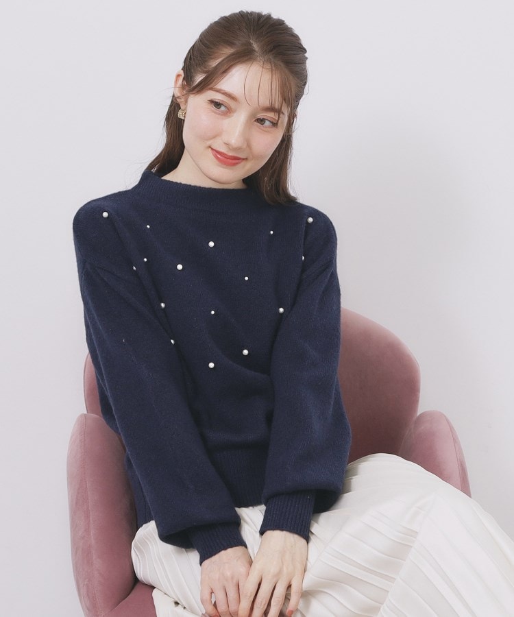 フェイクパールふわふわニット【洗濯機OK】