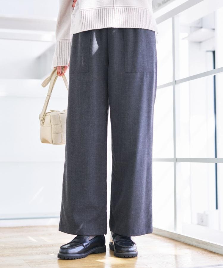 【裏地付き/洗える】コンフォートワイドパンツ