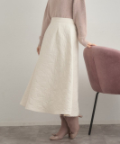 "【洗える】リーフジャカード フレアスカート"