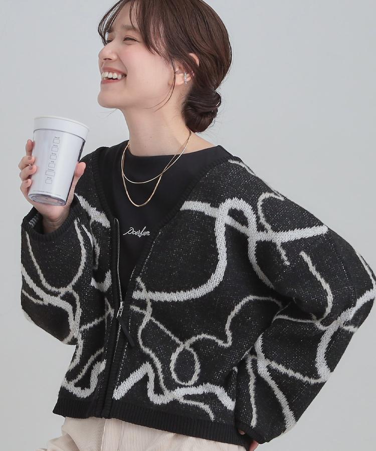 柄アソート VネックZIPカーディガン