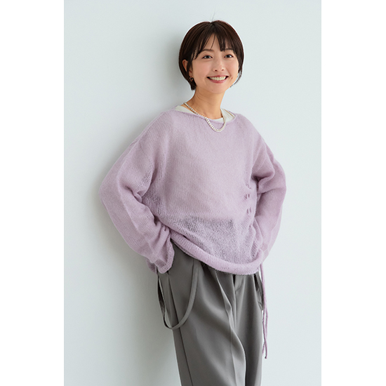 [SUGAR ROSE]シャーリングデザインモヘアニット