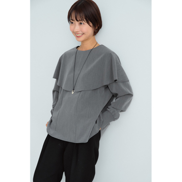 "[SUGAR ROSE]カラーデザインリブ袖トップス"