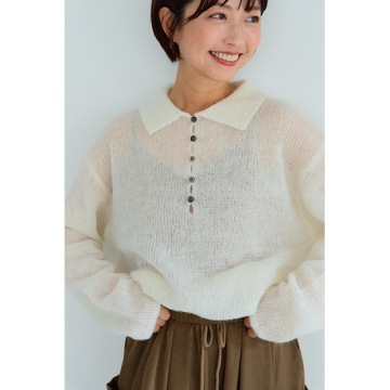 [TenuE]ポロ衿ニットPO