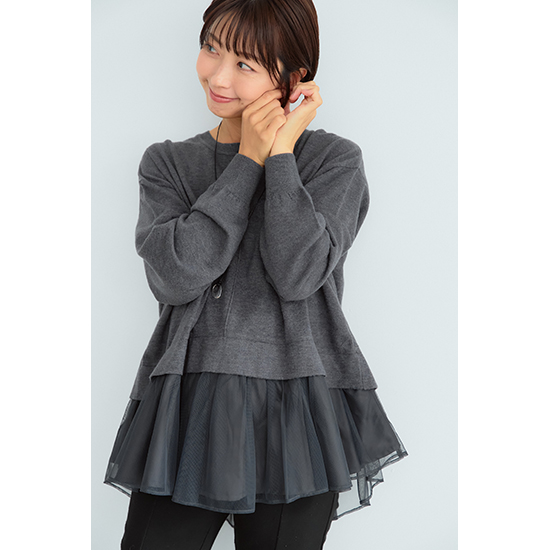 [TORRAZZO DONNA]ニット×チュールトップス