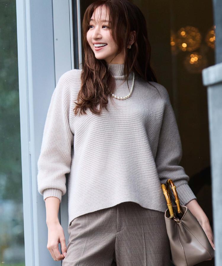 【手洗い可／日本製／温かく軽い】片畦ミドルゲージニットトップス