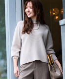 【手洗い可／日本製／温かく軽い】片畦ミドルゲージニットトップス