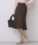 カルゼツイードアシメフレアスカート【洗濯機OK/防シワ/イージーアイロン/抗ピル】