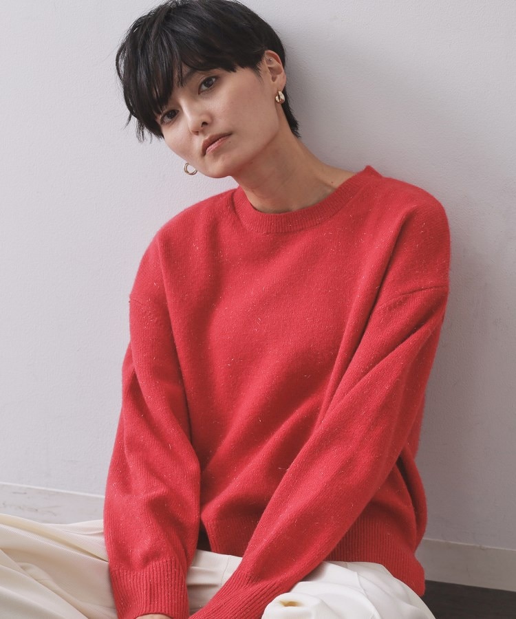 きらきらクルーミドルゲージニット【洗濯機OK】