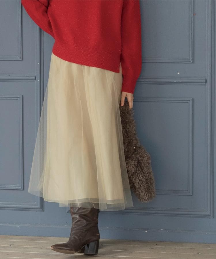 チュールイージーギャザースカート【洗濯機OK】