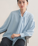 【セレモニー／洗える】ジョーゼットボウタイブラウス