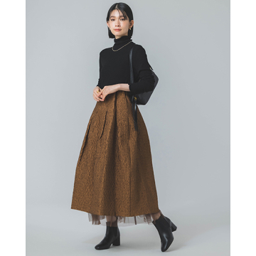 "[RAW FUDGE]【リバーシブル・洗える】ジャガード×チュール タックスカート"