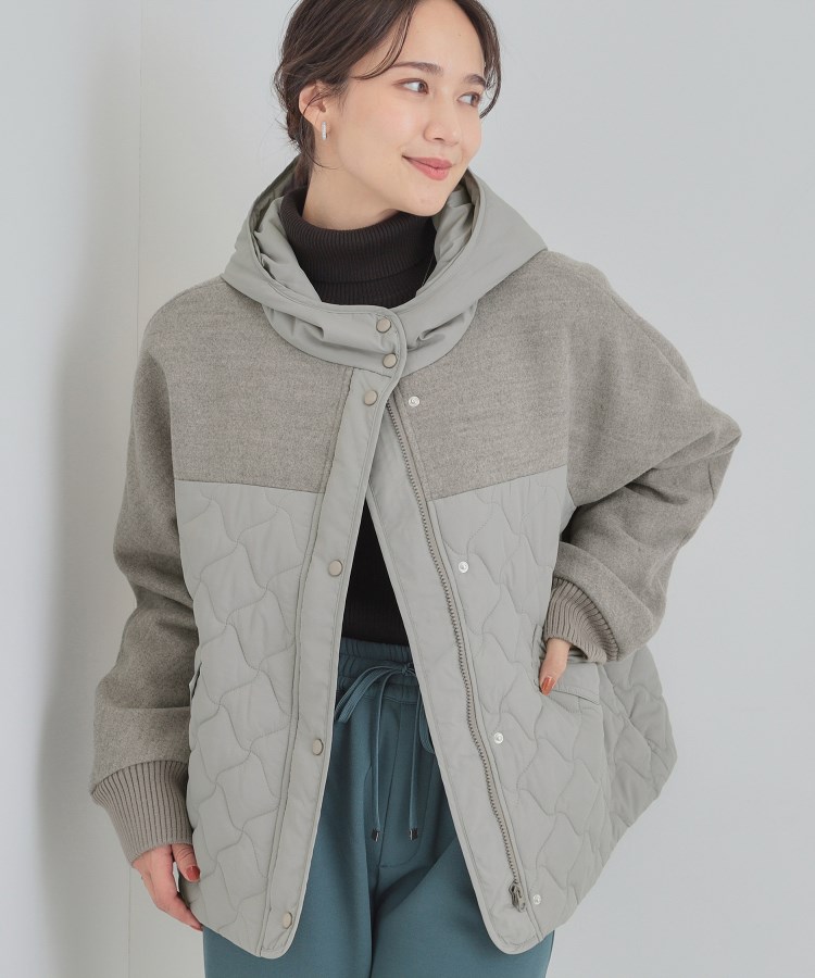 異素材キルトフードブルゾン