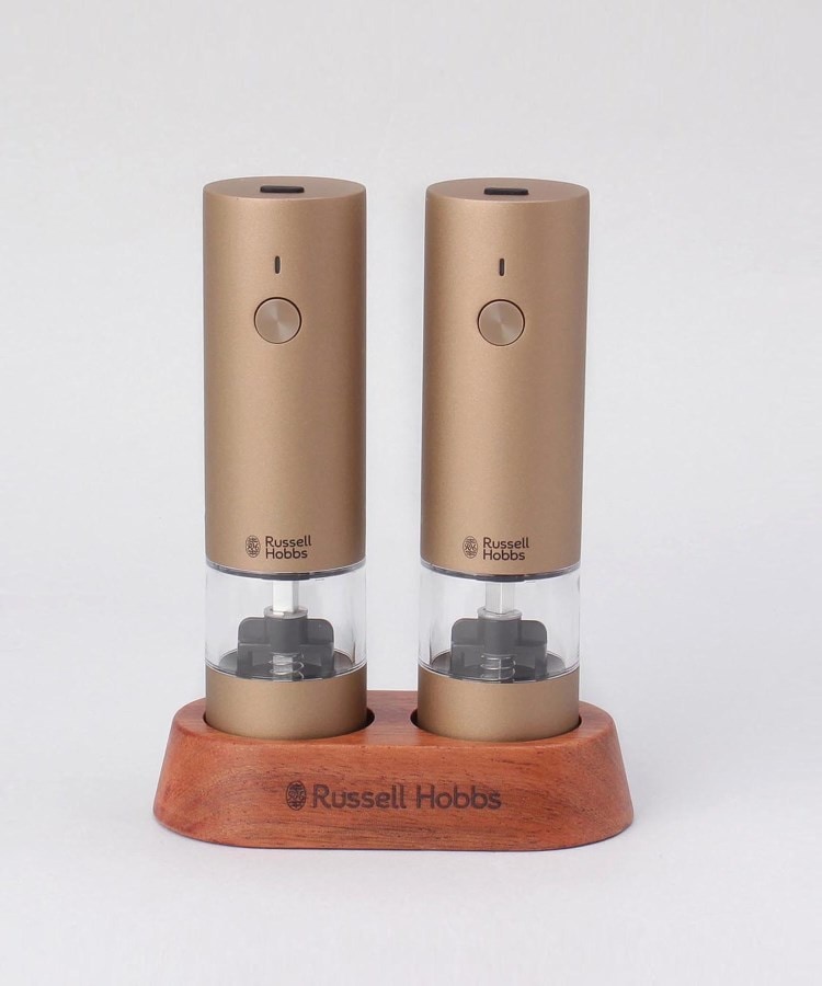 充電式ミル ソルト＆ペッパー ミニ 2本セット ブラウンゴールド ＜Russell Hobbs  ラッセルホブス＞