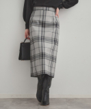 "【洗える/微起毛】Iライン チェックスカート"