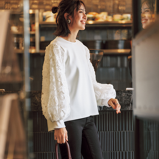 [ALEGRE]袖レース裏起毛プルオーバー