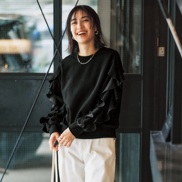 [ALEGRE]フリルスリーブスウェット