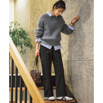 [UNIVERSAL OVERALL]裏起毛ピンタックパンツ