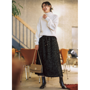 [VERSEAU]ロングシャギージャガードスカート