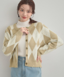 アーガイルニットカーディガン