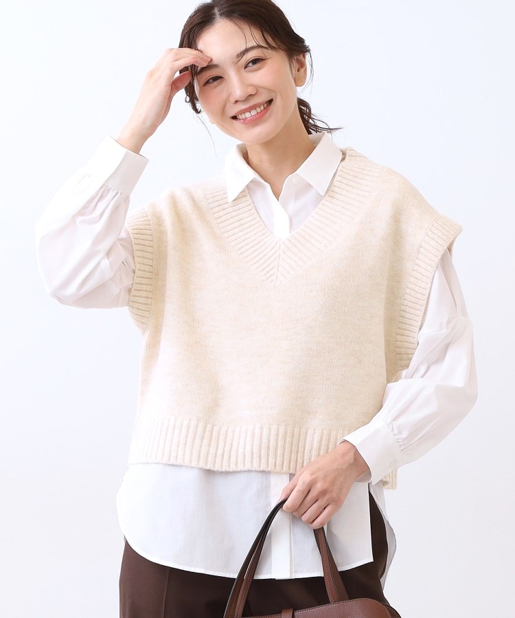 【単品使い◎】ニットベスト＋シャツセット