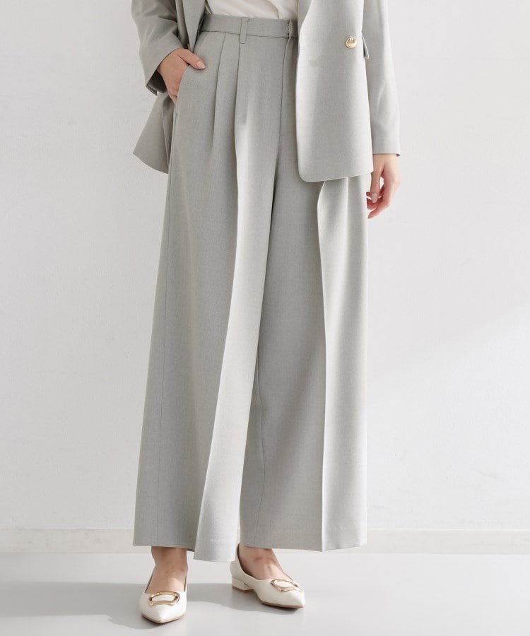 【通勤・セレモニー】CAVIAN 2タックワイドパンツ/セットアップ可