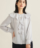 【洗える／セレモニー】ラッフルサテンブラウス