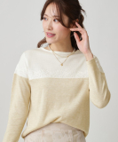 【手洗い可】カラーブロックニットトップス