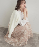 【ハレの日・通勤】ラメ刺繍ブークレチュールスカート