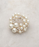 "フェイクパール×ビジュー ラウンドブローチ"