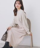 "ラメフェザープルオーバーセット ニットワンピース【洗濯機OK】《XS～LL》"