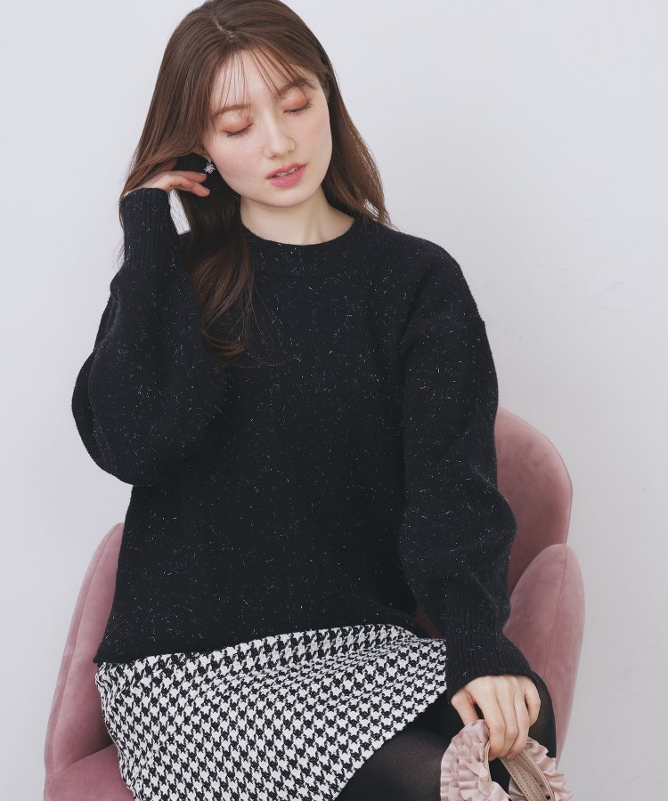 モックネックボクシーラメニット【洗濯機OK】《7col》 | KOBUNSHA