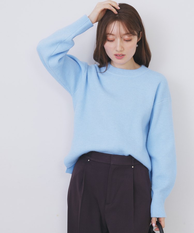 モックネックボクシーラメニット【洗濯機OK】《7col》 | KOBUNSHA