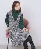 ラメスパンコール千鳥柄ジャンスカ【洗濯機OK/イージーアイロン】