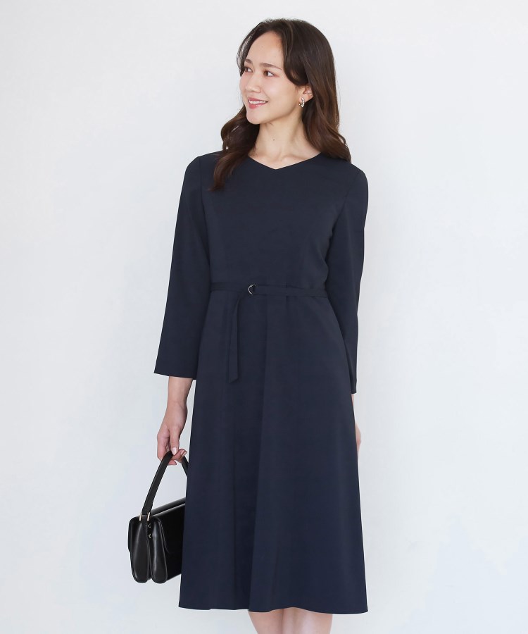 手洗い可／日本製／伸縮性／セットアップ可】共地ベルト付フレアー