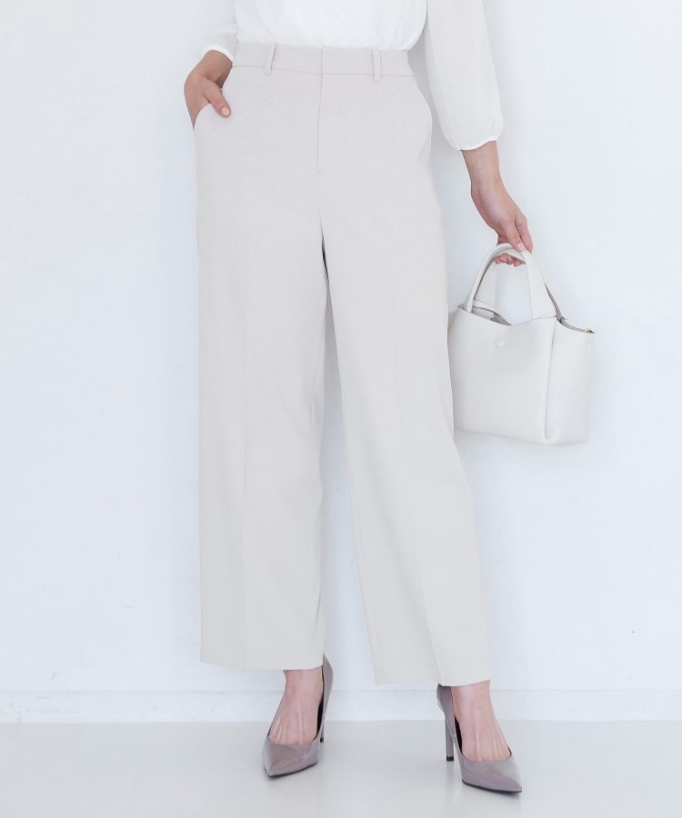 手洗い可／日本製／伸縮性／スーツ可】センタープレス入りストレート