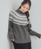 配色が大人かわいい　フェアアイル柄求心ニット