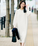 "カットジャカードスリーブ ワンピース"