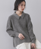 スパンコールラメ衿2WAYペプラムニット【洗濯機OK】