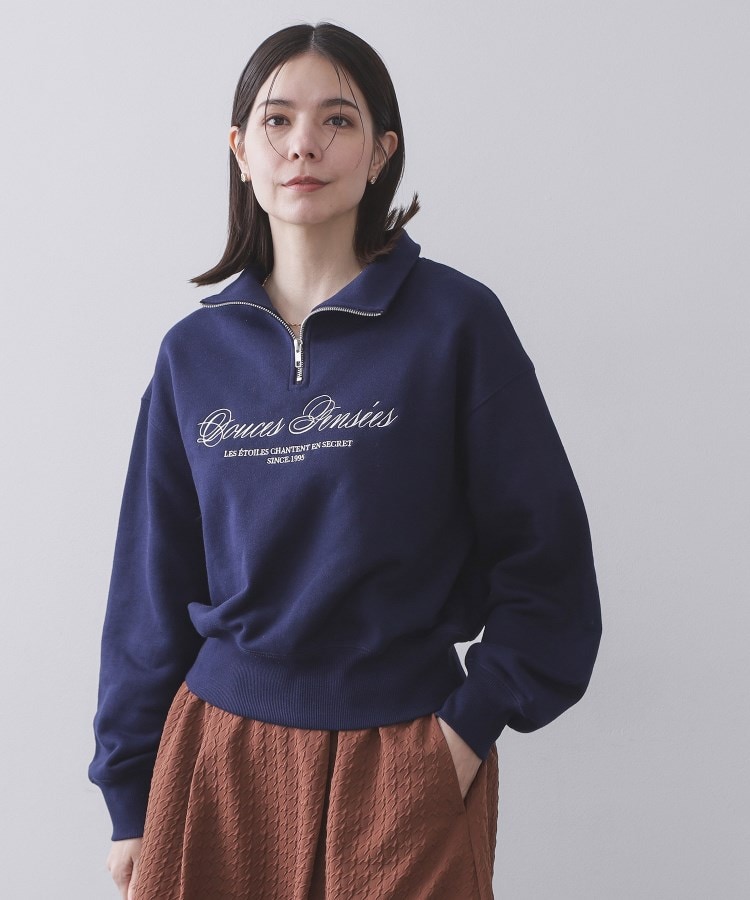 ハーフZIPロゴ刺繍裏毛【洗濯機OK】