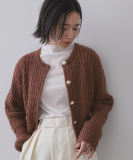 モヘヤタッチケーブル金ボタンカーディガン【洗濯機OK】