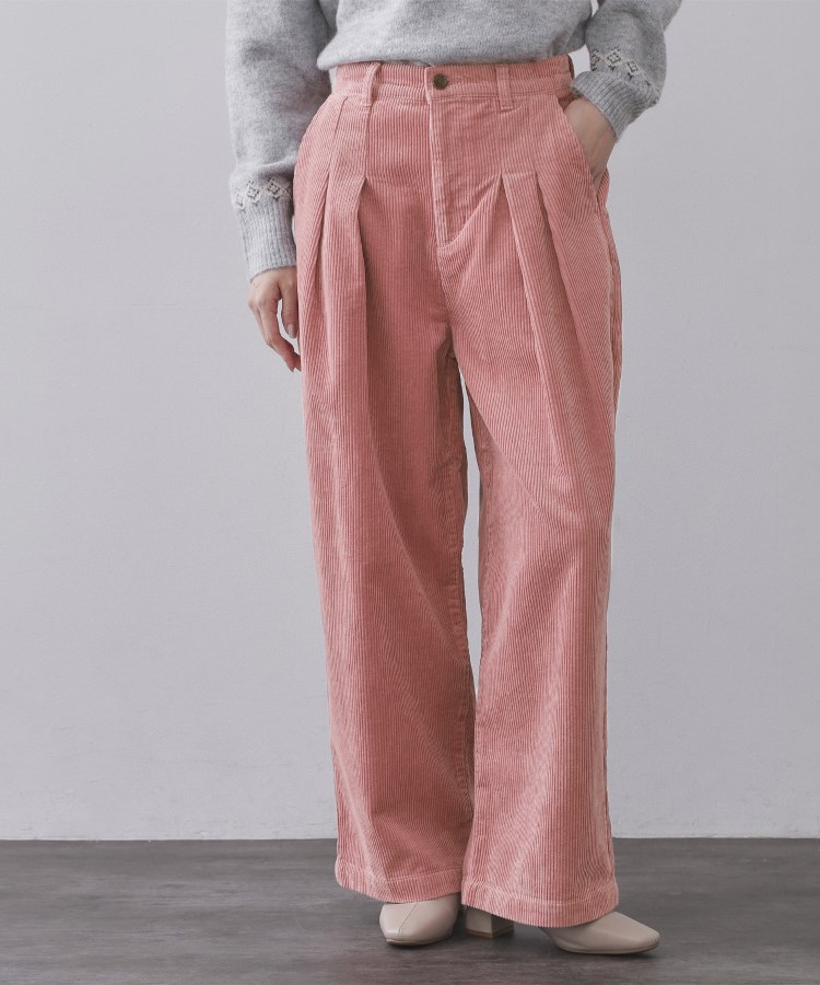 コーデュロイタックワイドパンツ【洗濯機OK】