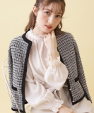 "【ハレの日・通勤】ラメツイード ニットカーディガン"