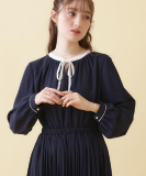 "【ハレの日・通勤】配色シフォンプリーツ ワンピース"