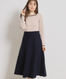 "【ハレの日・通勤】スクエアネック バイカラー ニットワンピース"