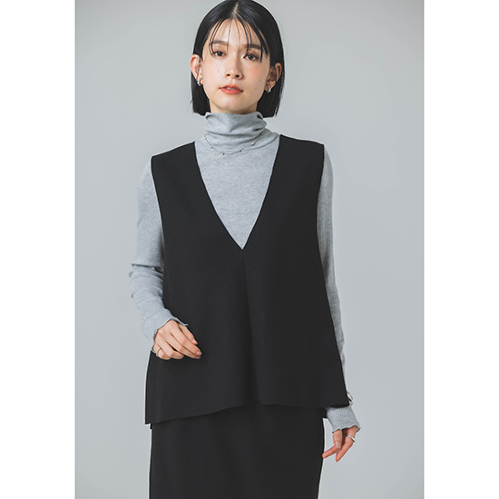 [Dignite collier]【洗える】 【セットアップ】 ウーリージャージジレ